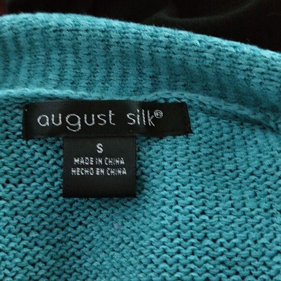 August Silk bluish turquoise tie front cardigan Sz S - Picture 5 of 5